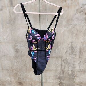 Corset style swim suit one piece
